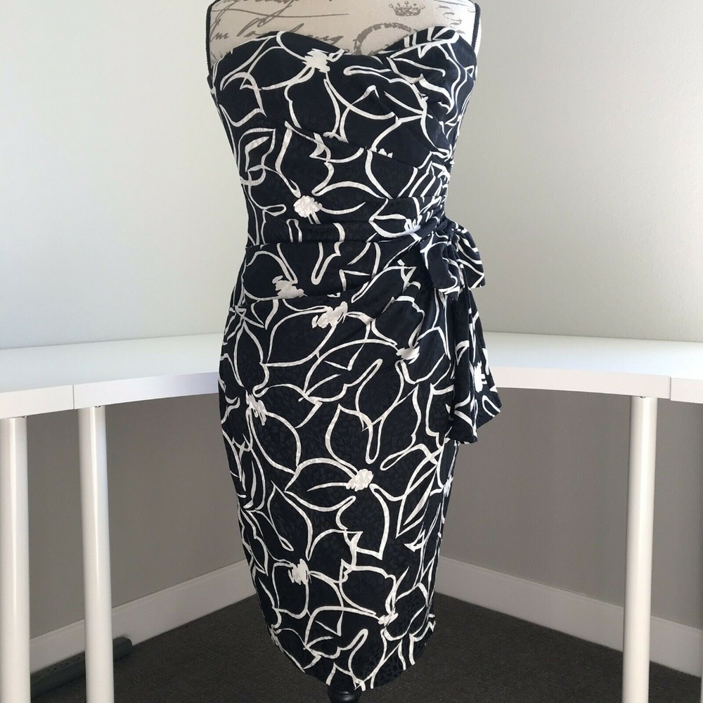 Silk Studio Strapless Black & White Cocktail Dress